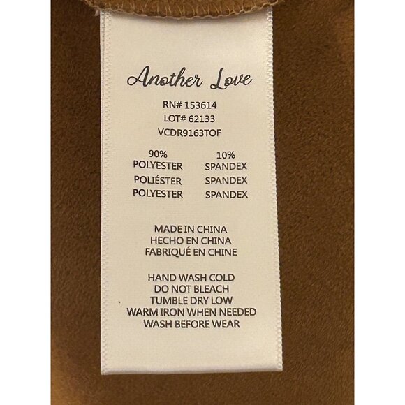 Another Love Camel Brown Soft Faux Suede Short Sleeve Shift Dress XL Women's - Picture 4 of 7